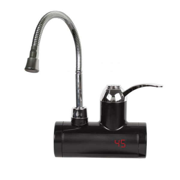 Нагревател за вода с гъвкав чучур Rosberg R57100BF, За стена, Черен