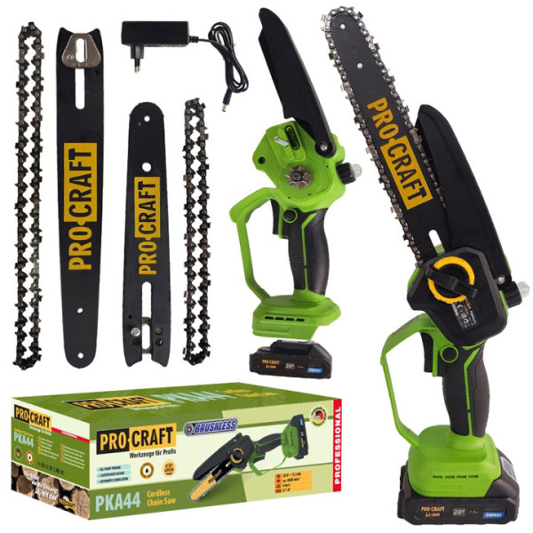 Акумулаторен безчетков верижен трион Procraft PKA44, 20V Li-Ion