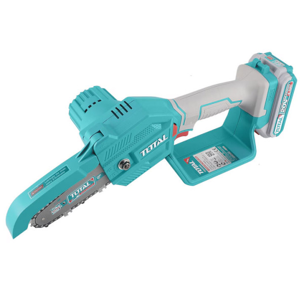 Акумулаторен мини верижен трион TOTAL, 13 cm, 20 V / 2 Ah
