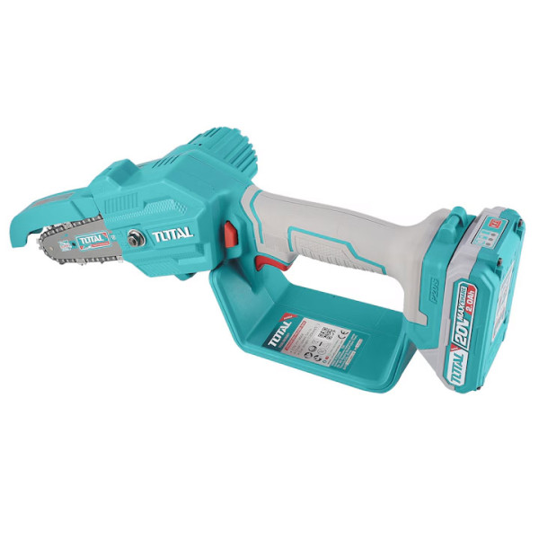 Акумулаторен мини верижен трион TOTAL, 13 cm, 20 V / 2 Ah