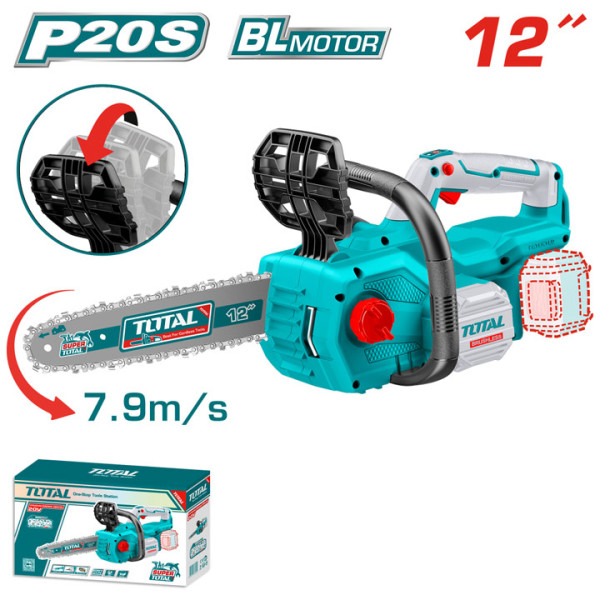Акумулаторен верижен трион TOTAL Industrial, 12", 20 V, без батерия