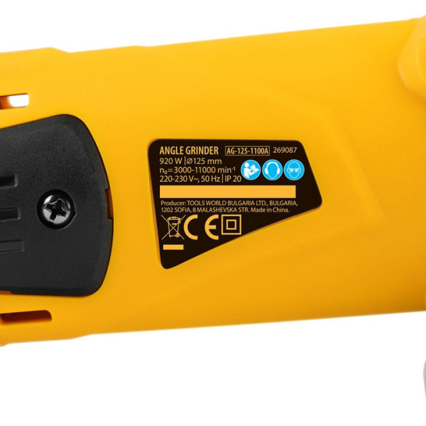 Ъглошлайф Denzel AG125-1100, 920W, 125mm,3000-11000об/мин