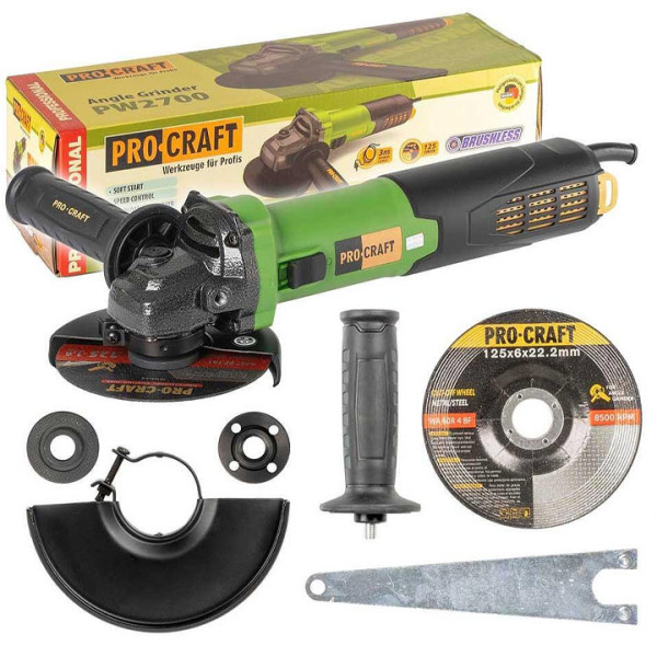 Безчетков ъглошлайф PROCRAFT PW2700, 1700W, 125mm