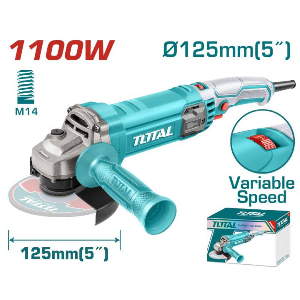 Ъглошлайф TOTAL TG110125565, 1100W, 125мм