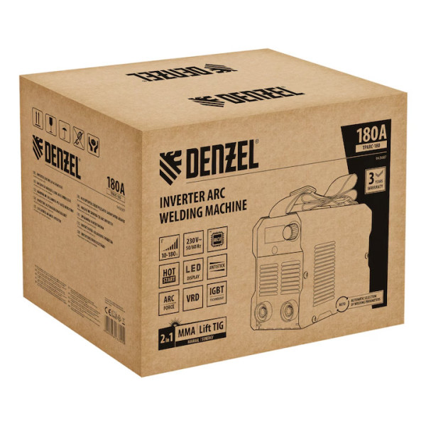 Инвенторен заваръчен апарат DENZEL TPARC-180 180A, дъгови заварки 