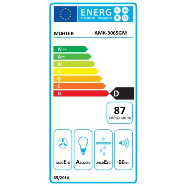 Аспиратор MUHLER AMK-3065GM,декоративен,черен стъкло