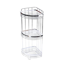 Ъглова етажерка за баня Rosberg R53001A3, 3 нива, 21x21x66см