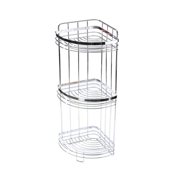 Ъглова етажерка за баня Rosberg R53001A3, 3 нива, 21x21x66см