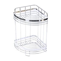 Ъглова етажерка за баня Rosberg R53001A2, 2 нива, 21x21x39см,Хром