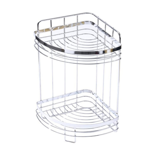 Ъглова етажерка за баня Rosberg R53001A2, 2 нива, 21x21x39см,Хром