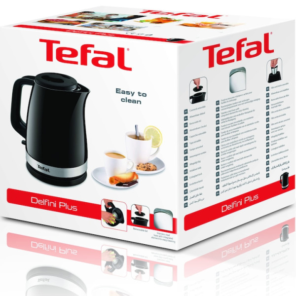 Електрическа кана Tefal KO150F30, Delfini Plus, Черна