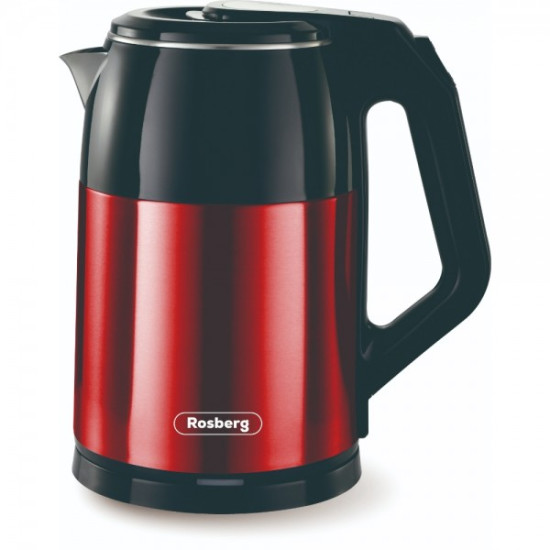 Електрическа кана с двойни стени Rosberg R51230S.1500W,1.8л,Черен/червен