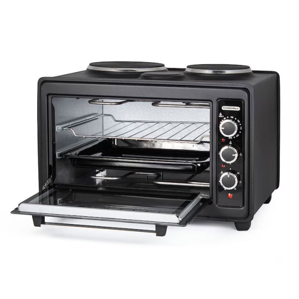 Малка готварска печка Termomax TC33BK, 33 L, 2 котлона, 2300W, Черна