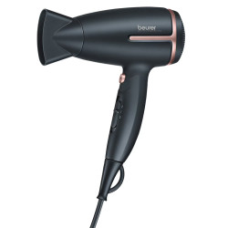 Сешоар Beurer HC 25, 1600 W, Сгъваема дръжка, Йонизация, Студен въздух, Черен/Бронз