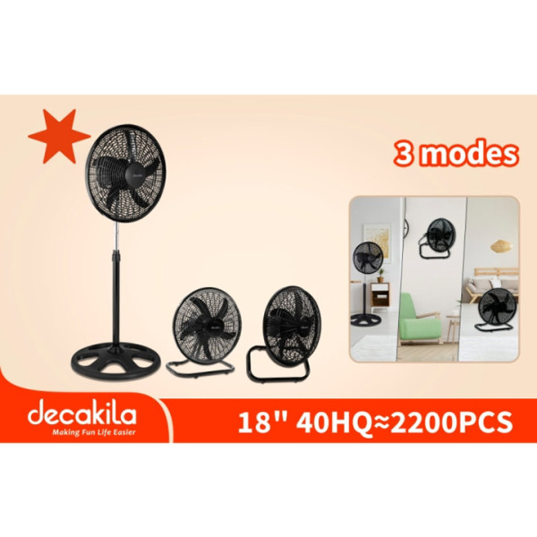 Вентилатор със стойка 3в1 DECAKILA,60W, Черен 2броя