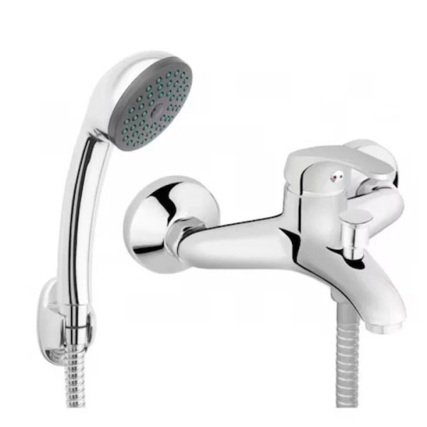 Смесител за вода с душ Rosberg R57100AZ2F, Монтаж на стена, Сребрист