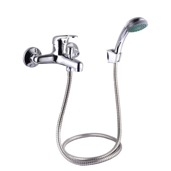 Смесител за вода с душ Rosberg R57100AZ2F, Монтаж на стена, Сребрист