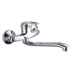 Смесител за вода Rosberg R57100AZ4, Хоризонтален, Хром покритие, Монтиране на стена, Сребрист